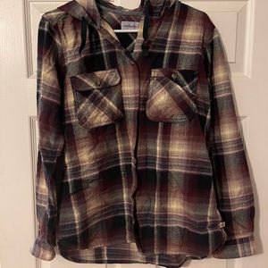 Women’s Carhartt flannel button up w/ hood